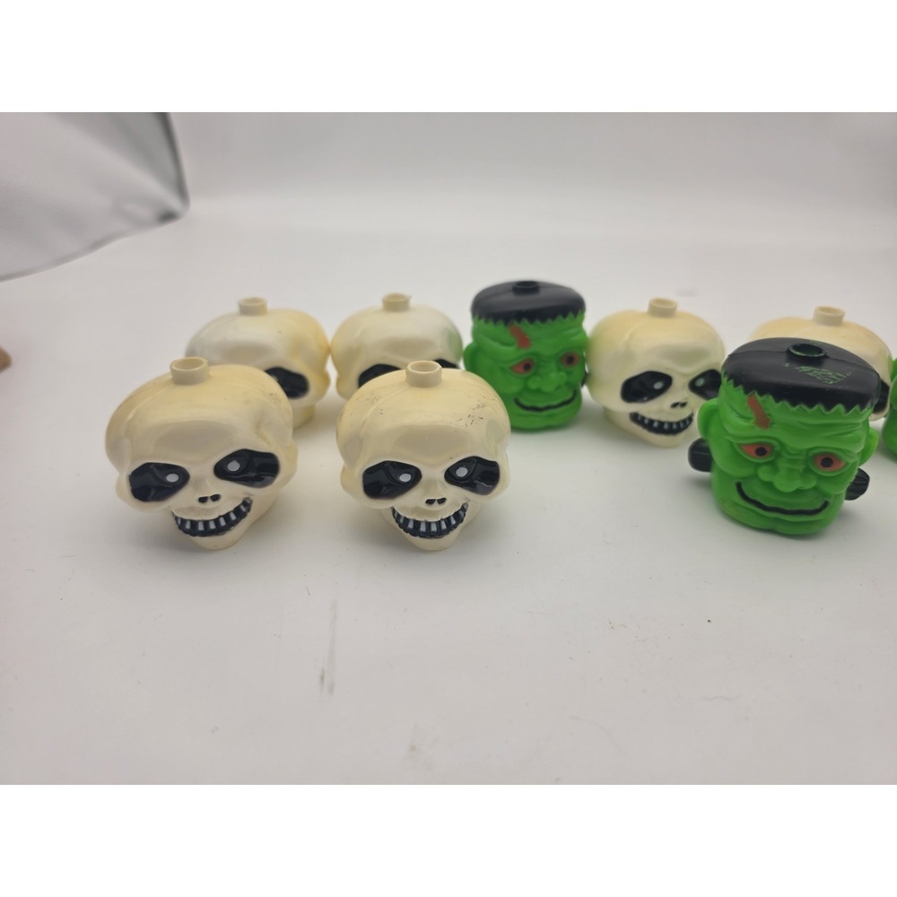 9 Vintage Frankenstein & Skull Halloween Blow Mold Head Covers for Lights Light